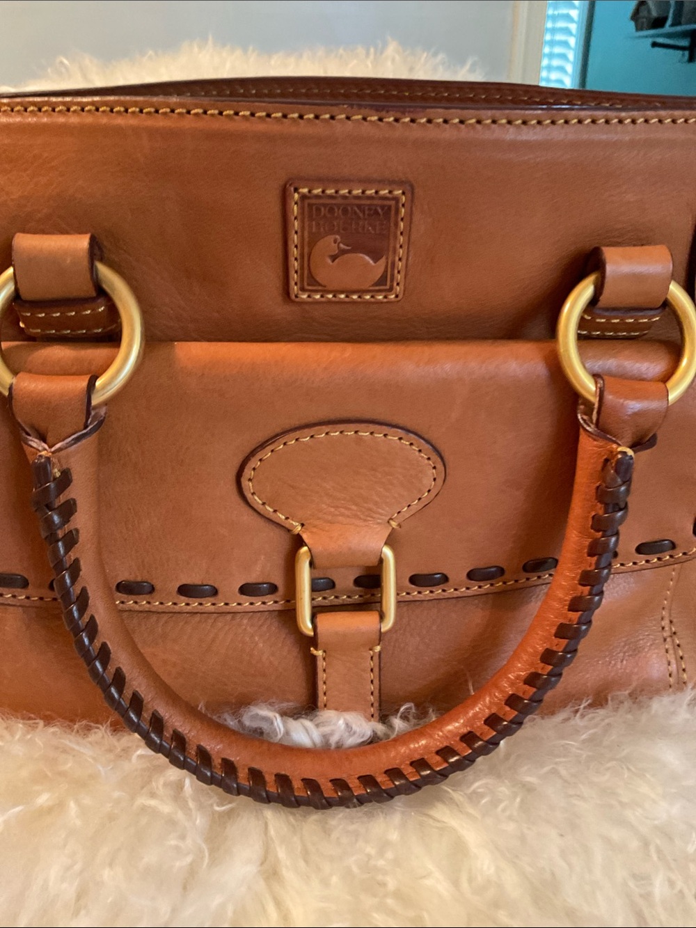 Dooney & Bourke Florentine Tan Leather Satchel - Picture 3 of 9
